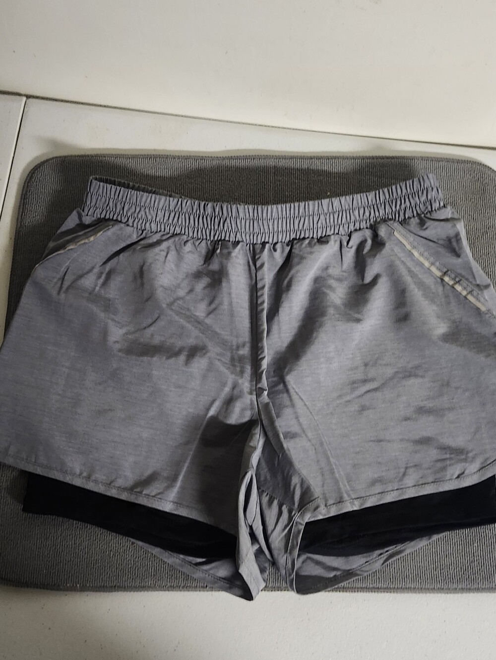 Womens Gray Athletic Running Shorts with Inner Liner